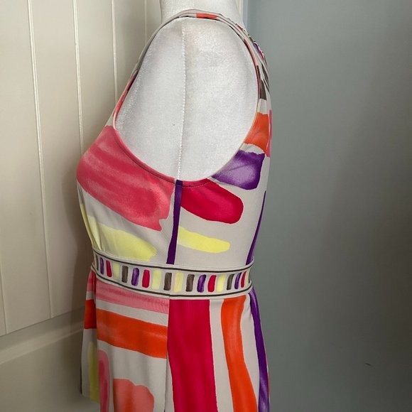 BCBG Max Azria Banded Crew Neck Sleeveless Multi-Stripe Top with Small Peplum XS - Picture 7 of 13